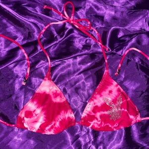 🤍 Pink Tye Dye Playboy Bikini Top 🤍